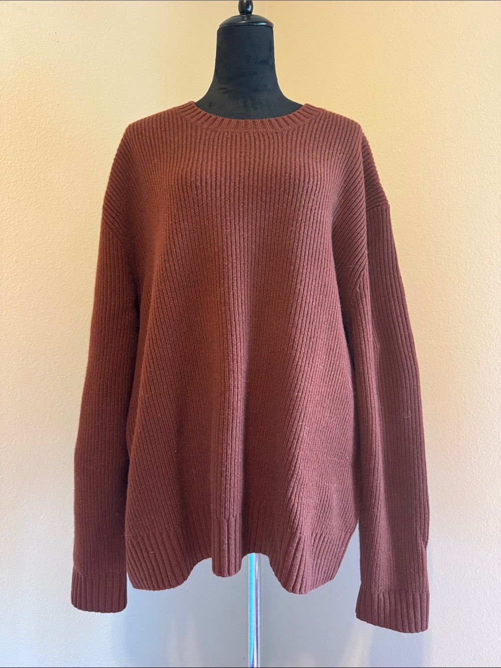 100% Merino Wool Pendleton Crewneck Sweater in Rust Brown